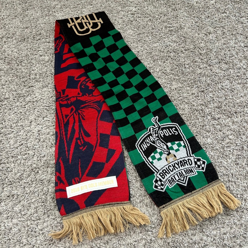 Indy Eleven Soccer Scarf 2016 BYB Gold Member Brickyard Battalion Green Red